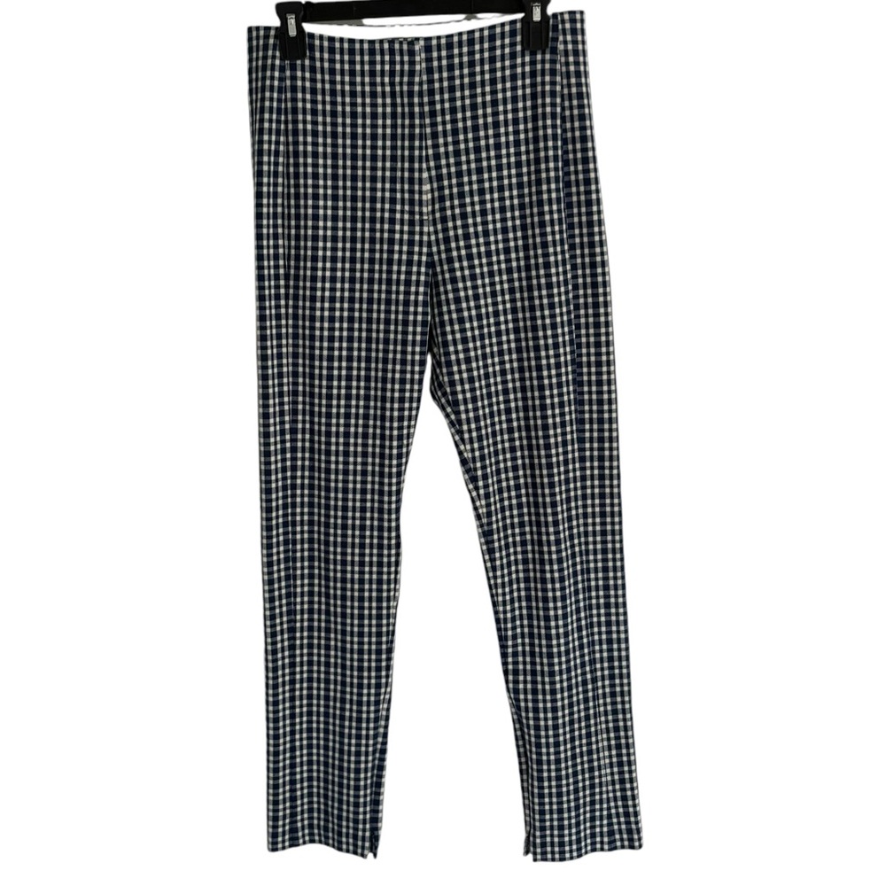 Ann Taylor Blue and White Gingham Plaid High Waisted Pants Size 8